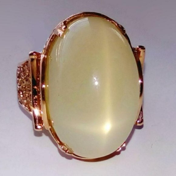 Magnificent 14K Rose Gold HUGE Star Moonstone Ring Size 8 - Picture 12 of 12